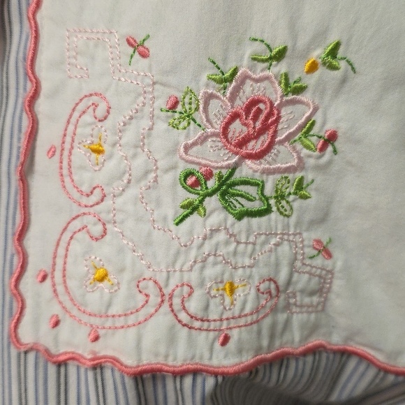 Colorful Patchwork Button-Up Shirt Blue White Pink Handkerchief Grandma Cottage - Picture 3 of 15